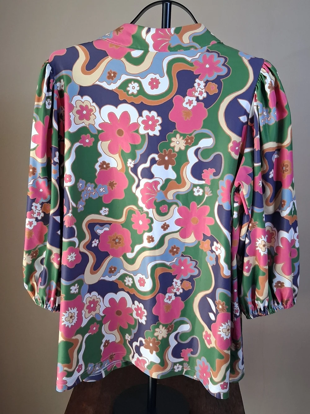 Smith And Quinn Women's Retro Floral Print 3/4 Sleeve Top; Size L - Picture 6 of 7